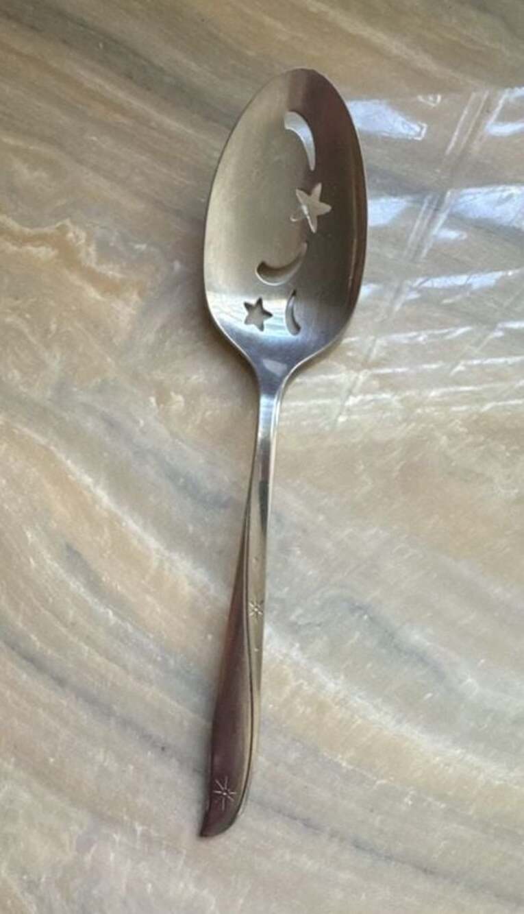 Vintage Oneida Community Stainless Twin Star Pierced Serving Spoon